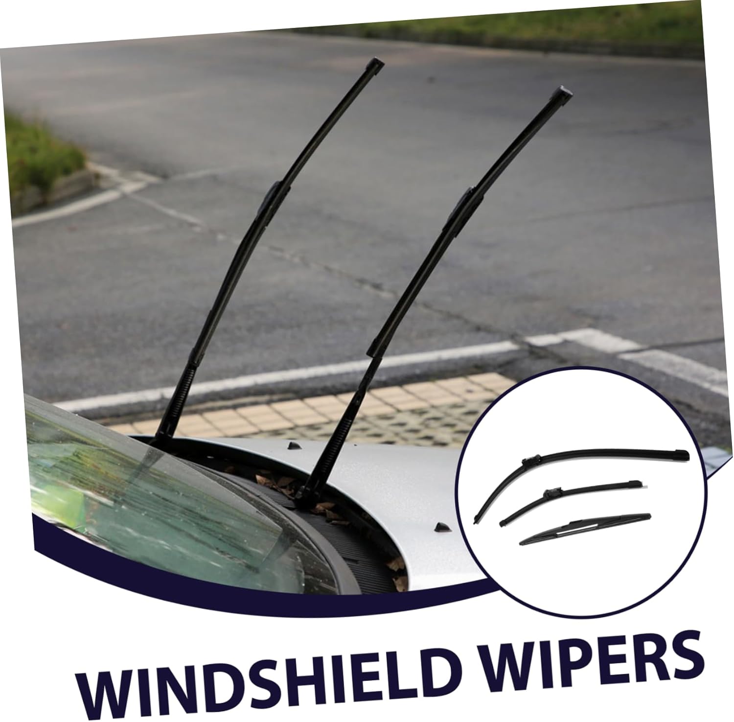 Alipis 3pcs Automotive Windshield Wiper Blades Weather Performance for Easy Installation Construction Enhanced Visibility Rain