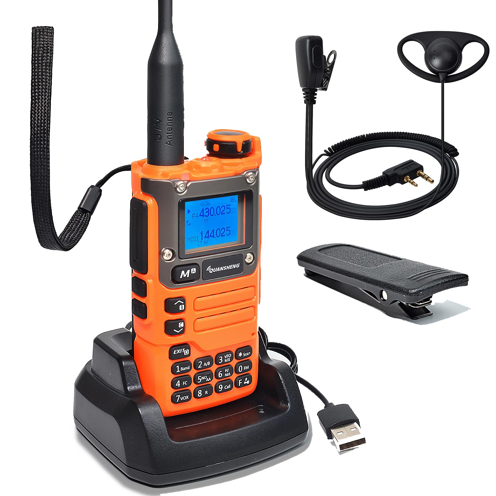 Quansheng UV-K5(8) Orange VHF UHF Portable Walkie Talkie FM NOAA UV-K6 Two-way Radio for Outdoor/Warehousing and logistics/navigation/industrial production (Black, with Radio Holder) — view 15