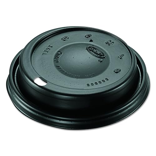 Miniatura 3 de DART 16ELBLK Cappuccino Dome Sipper Tapas, negro, plástico, paquete de 100 unidades (caja de 10 paquetes)