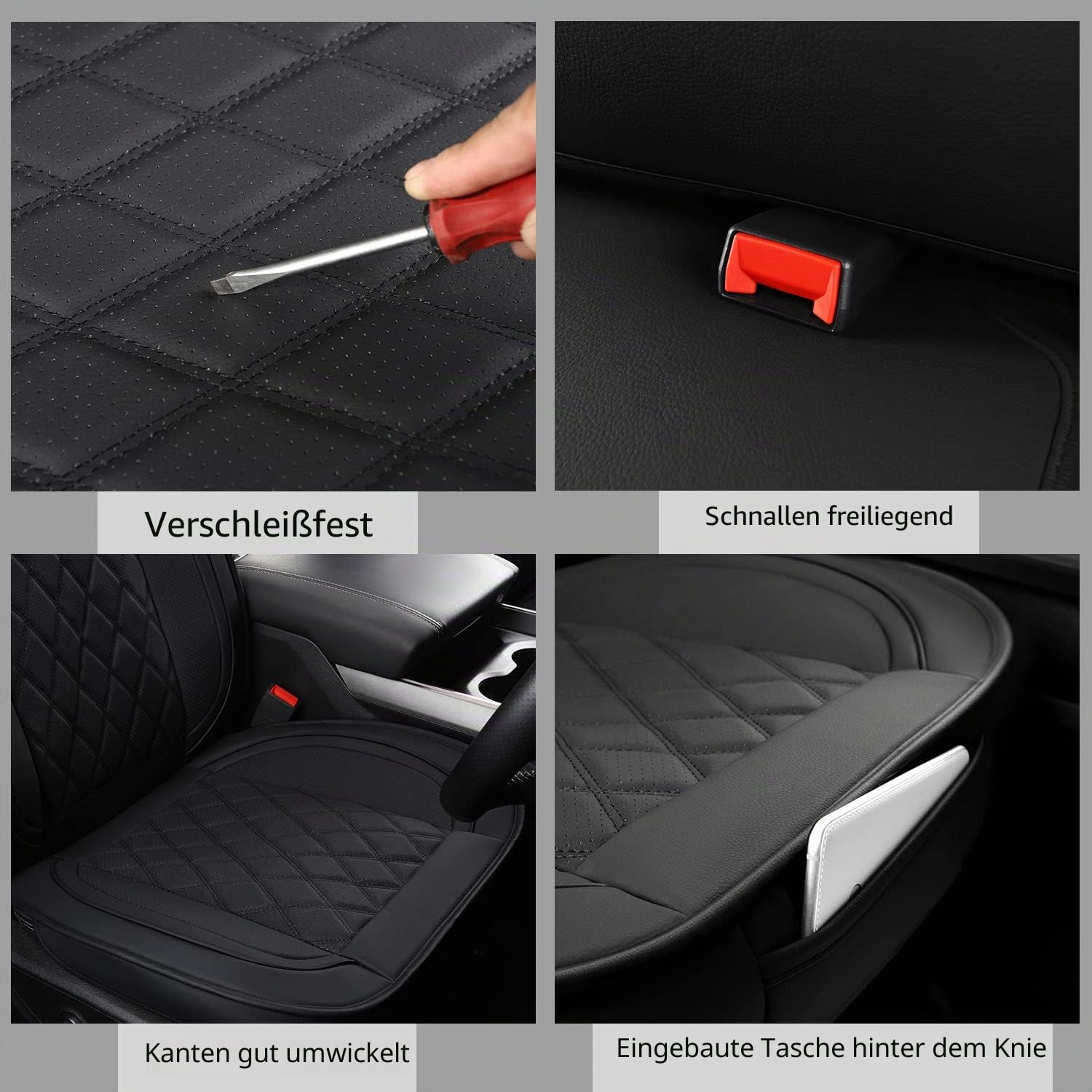MIROZO Dodge Ram Sitzbezüge, komplettes Set, 5 Stück, Autositzbezug, wasserdicht, Kunstleder, passend für 2009–2023 1500, Normale Tonabnehmerkissen, kompatibel mit geteilten Bänken 0/60 cm Schwarz
