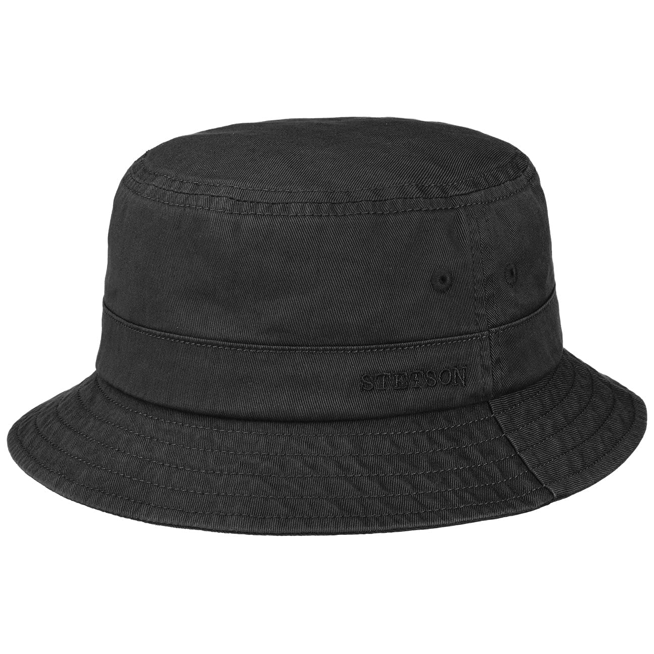 Stetson Cotton Twill Bucket Hat UV Protection Packable Unisex Summer Black