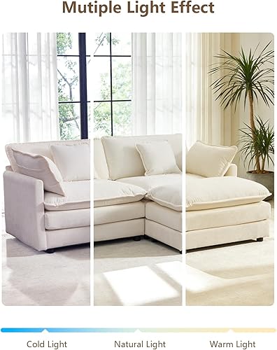 Miniatura 9 de Sofá Seccional Modular, Sofá Loveseat Moderno Sofá Nube con Otomana Móvil, Cómodo Asiento Profundo de Chenille en Forma de L Sofás para Sala de