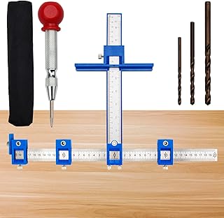 Cabinet Hardware Jig for Handles and Knobs, AngleKai Metal Cabinet Hardware Template Tool, Fast & Accurate Adjustable Punch Locator Drill Guide, Drawer Knob and Pull Hardware Jig Template Tools