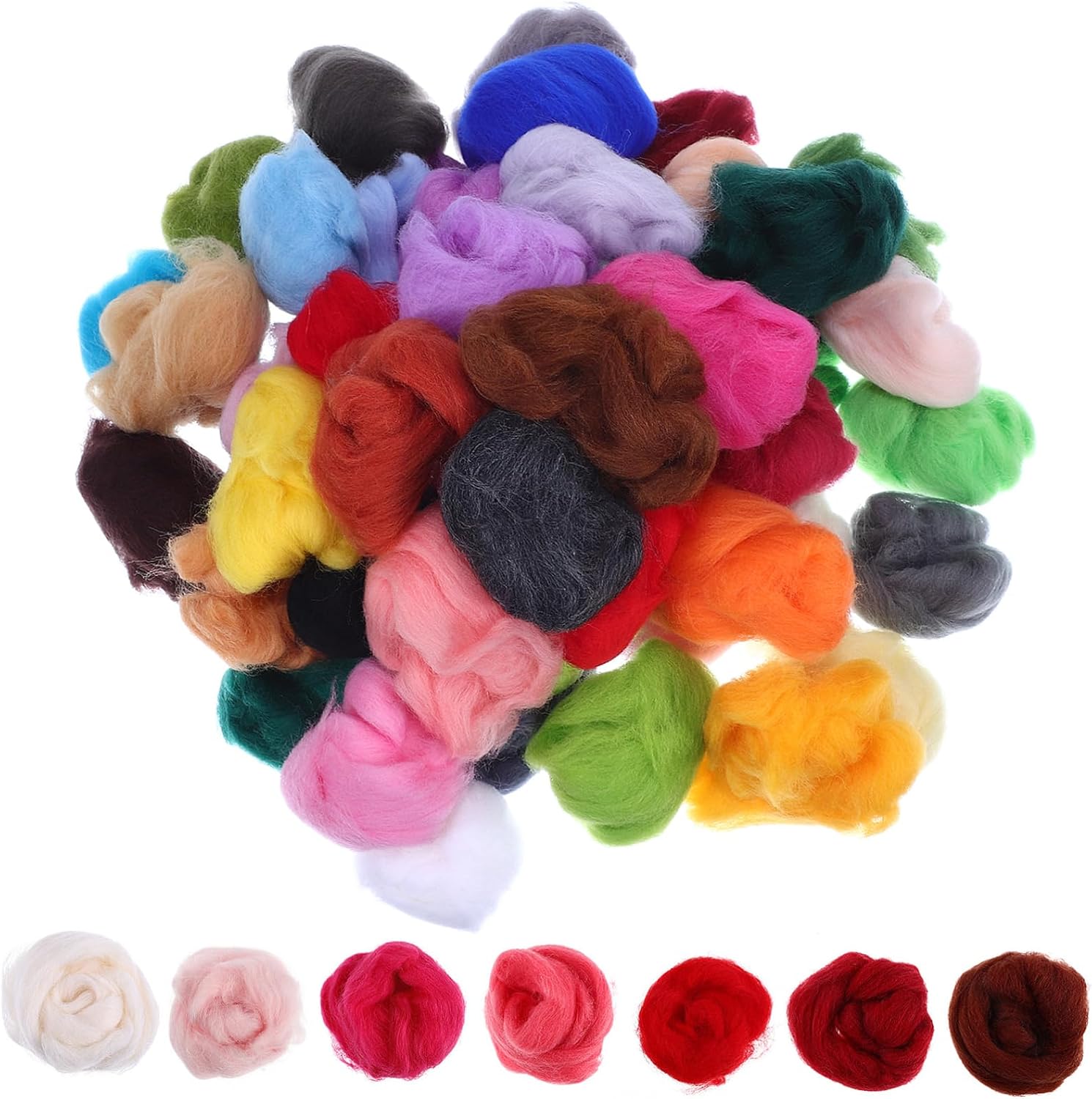 GARIOUANS 1pack Wool Roving Yarn Craft Material for Needle Felting DIY Craft Kit Rich Options Easy to Use