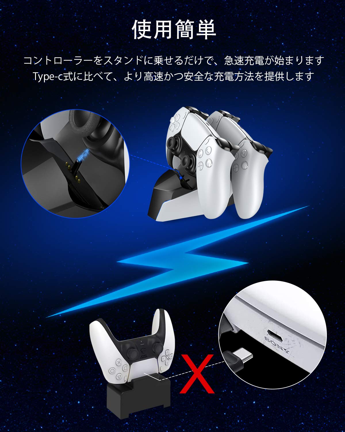 Amazon.co.jp: ECHTPower PS5 コントローラー 充電器 PS5 充電スタンド 