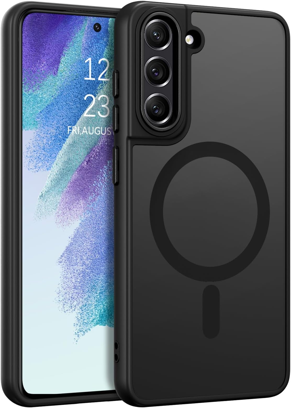 DUEDUE Design for Samsung Galaxy S21 FE Case Magnetic[Compatible with Magsafe], Translucent Matte Back Full Body Shockproof Cover Anti-Scratch Protective Phone Case for Samsung S21 FE 5G, Black