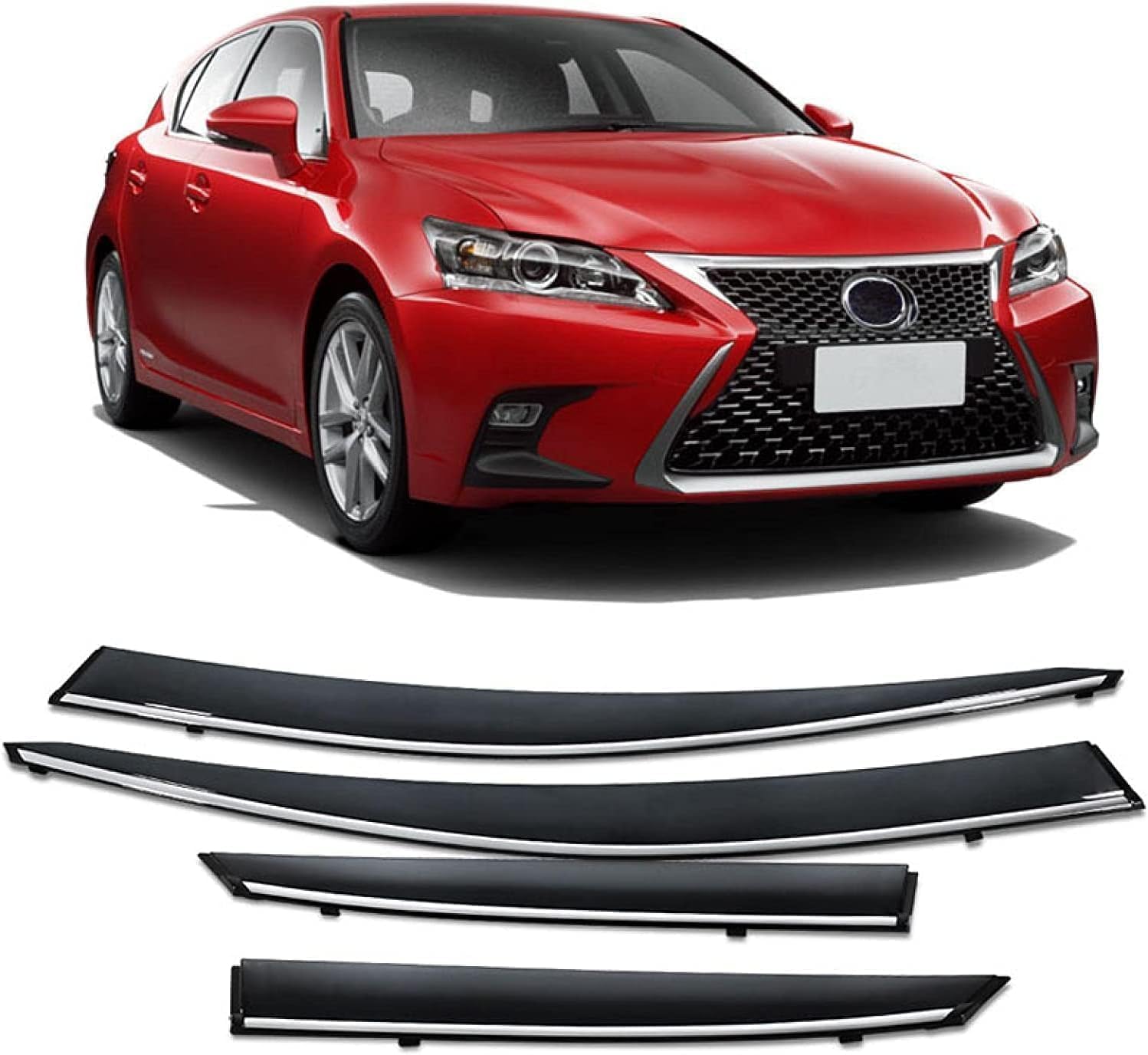 Liufangfc Normal Wind Deflectors For Lexus Ct200h 2012-2020 – 4Pc Tape-On Smoked Visors, Weatherproof, Anti-Salt/Snow, Low-Noise