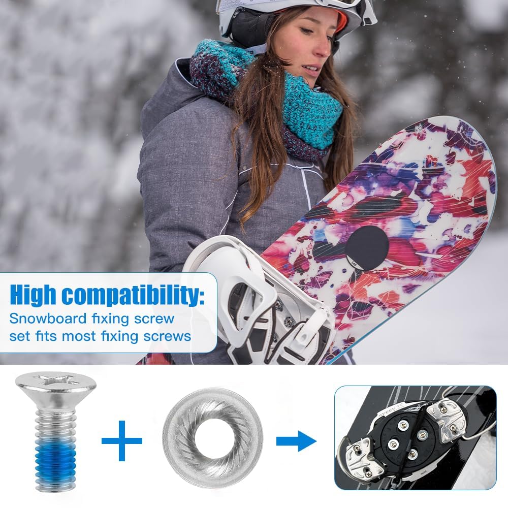 Tornillos de fijación Snowboard Acero Inoxidable M6 x 17 mm Cabeza avellanada con Arandelas Juego 16