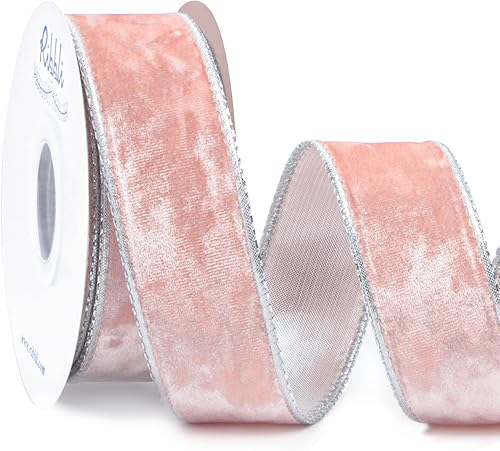 Vista 151 de Ribbli - Cinta de terciopelo dorado verde oscuro metálico con alambre de 2.5 pulgadas, cinta navideña de terciopelo arrugado para envoltura, decorar