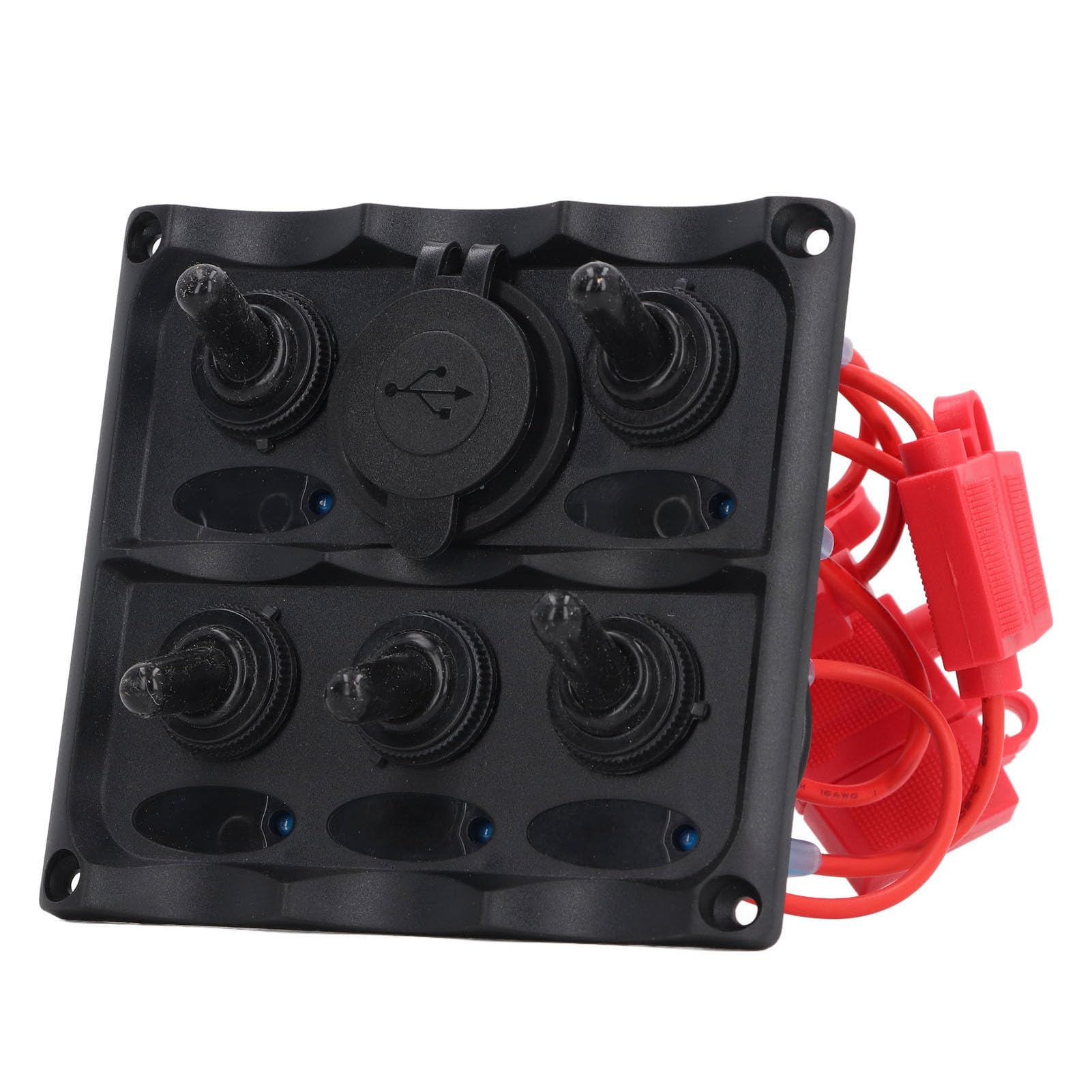 5 Gang Rocker Switch Panel 2 USB Ports PC Shell Construction Built in 15A Wide Application for Boats Yachts RVs