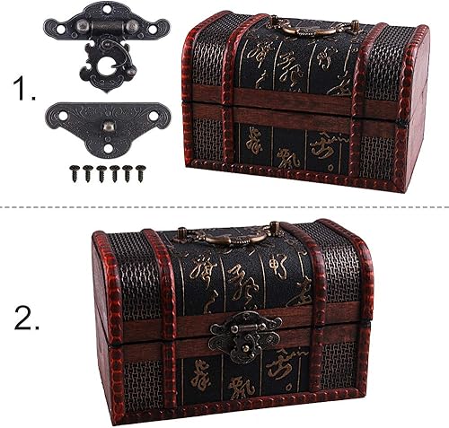 Miniatura 6 de GTHER Juego de 2 cerrojos vintage de bronce antiguo de 1.890 x 1.378 in, material de aleación de zinc con tornillos para caja de madera, cajón,