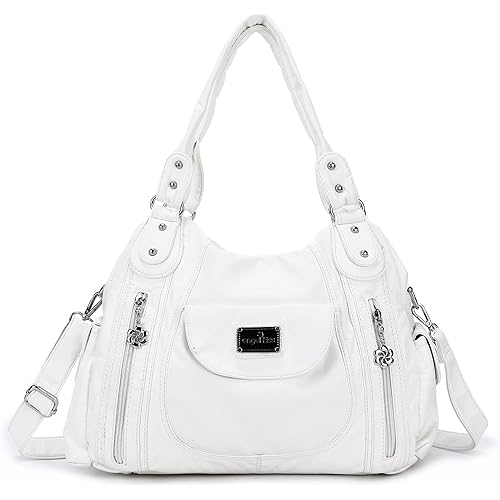 Angel Kiss Women Handbags Shoulder Bags Washed Leather Satchel Tote Bag Mutipocket Hobo Purse