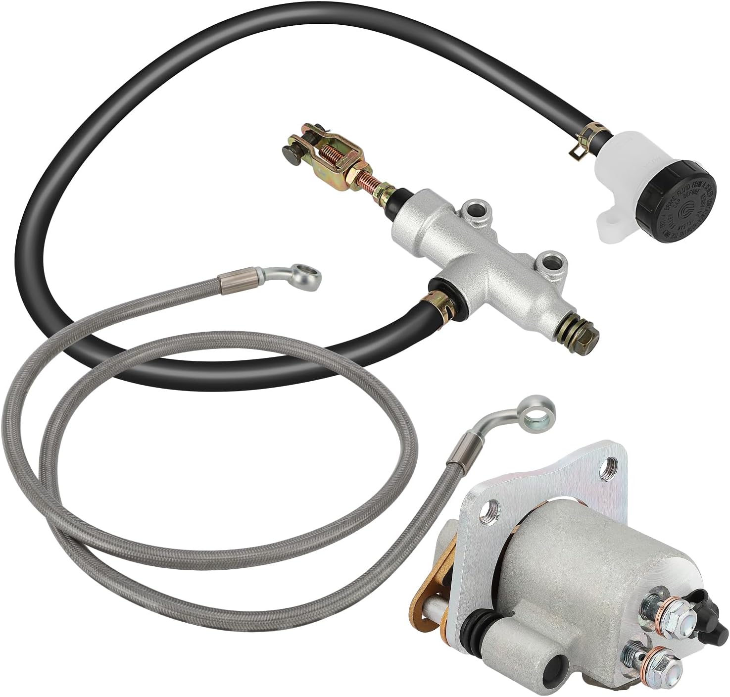 M MATI Rear Brake Caliper & Master Cylinder & Hose Line for Polaris 400 450 500 570 800 ETX Hawkeye 325 400 2011-2020 1911415 1911688 1912301 1911671 1913040