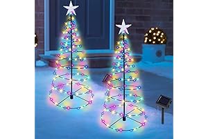 Dynaming 2-Pack Solar Spiral Christmas Trees with Multicolor Lights