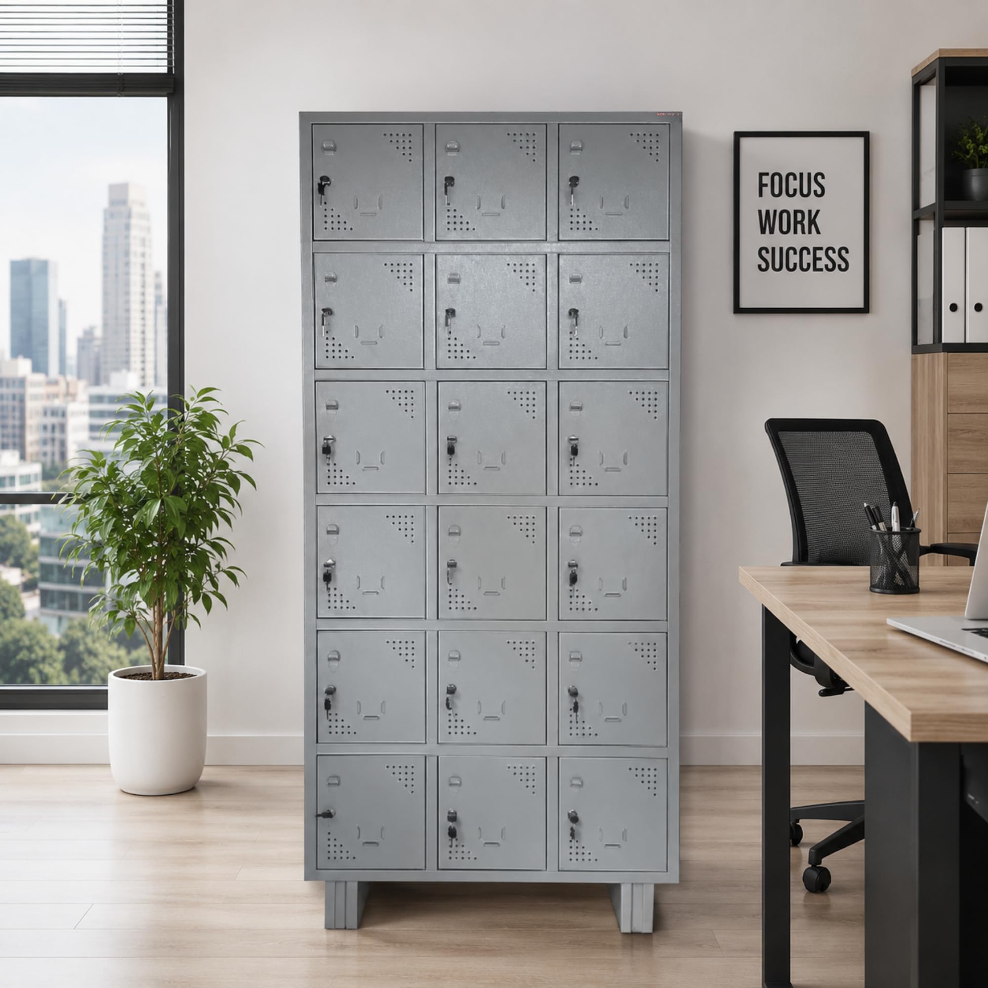18 Door Heavy Duty CRCA Steel Industrial Locker Storage Cabinet with Pad Lock Provision Multi Compartment Metal Cupboard Almirah for Gym Office Factory School Hospital H78 x W36 x D19 Inch-image-0