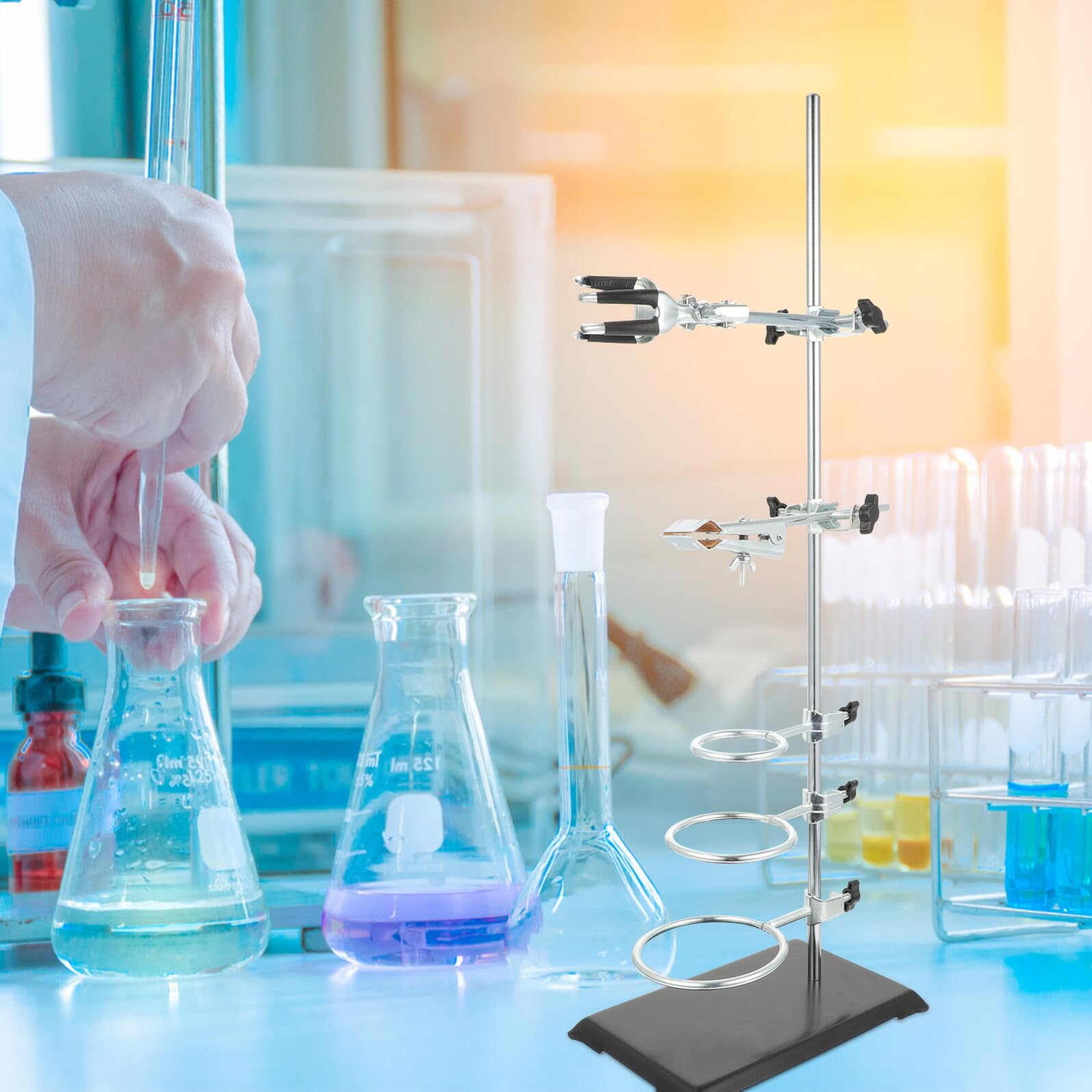 ERINGOGO Laborinstrumenten-halter Metallständer Laborregal mit Stabiler Basis für Chemielabor Experimente Vielseitig Verwendbar