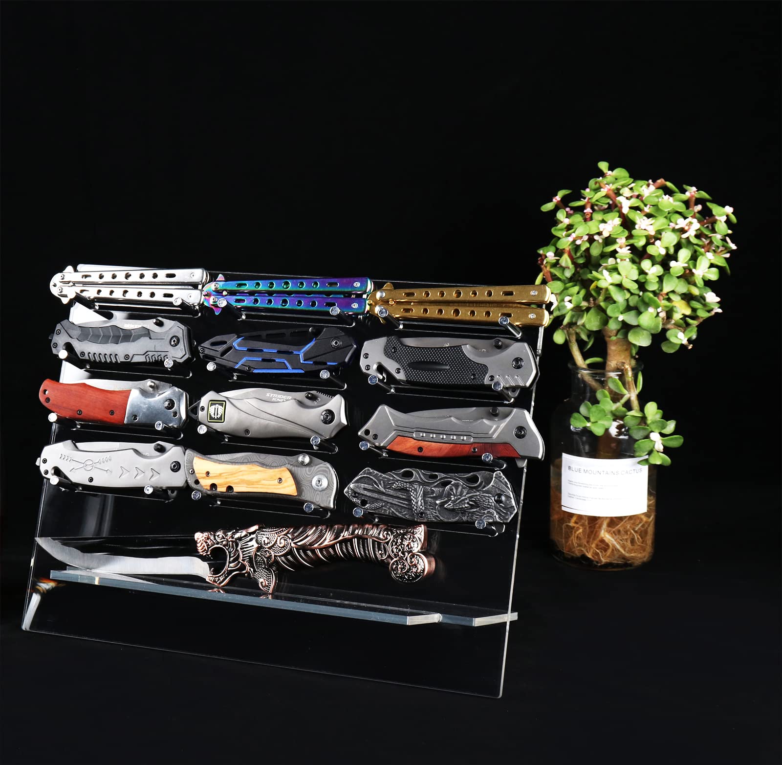 Couteau Display Rack Pocket Knife Organizer Acrylic Rack (Transparent)