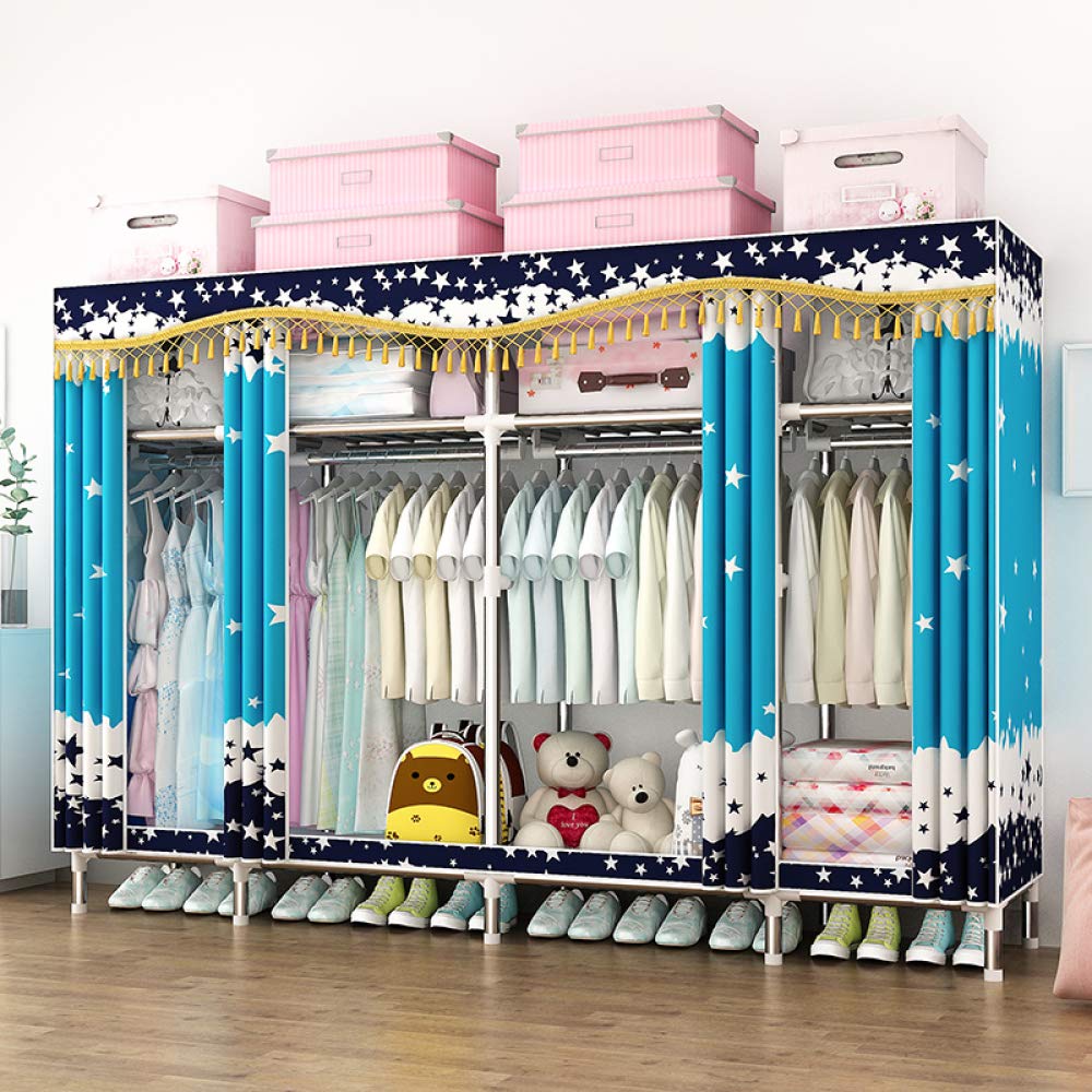 Armoire portable placard de stockage vêtements étagères meuble tissu non tissé chambre