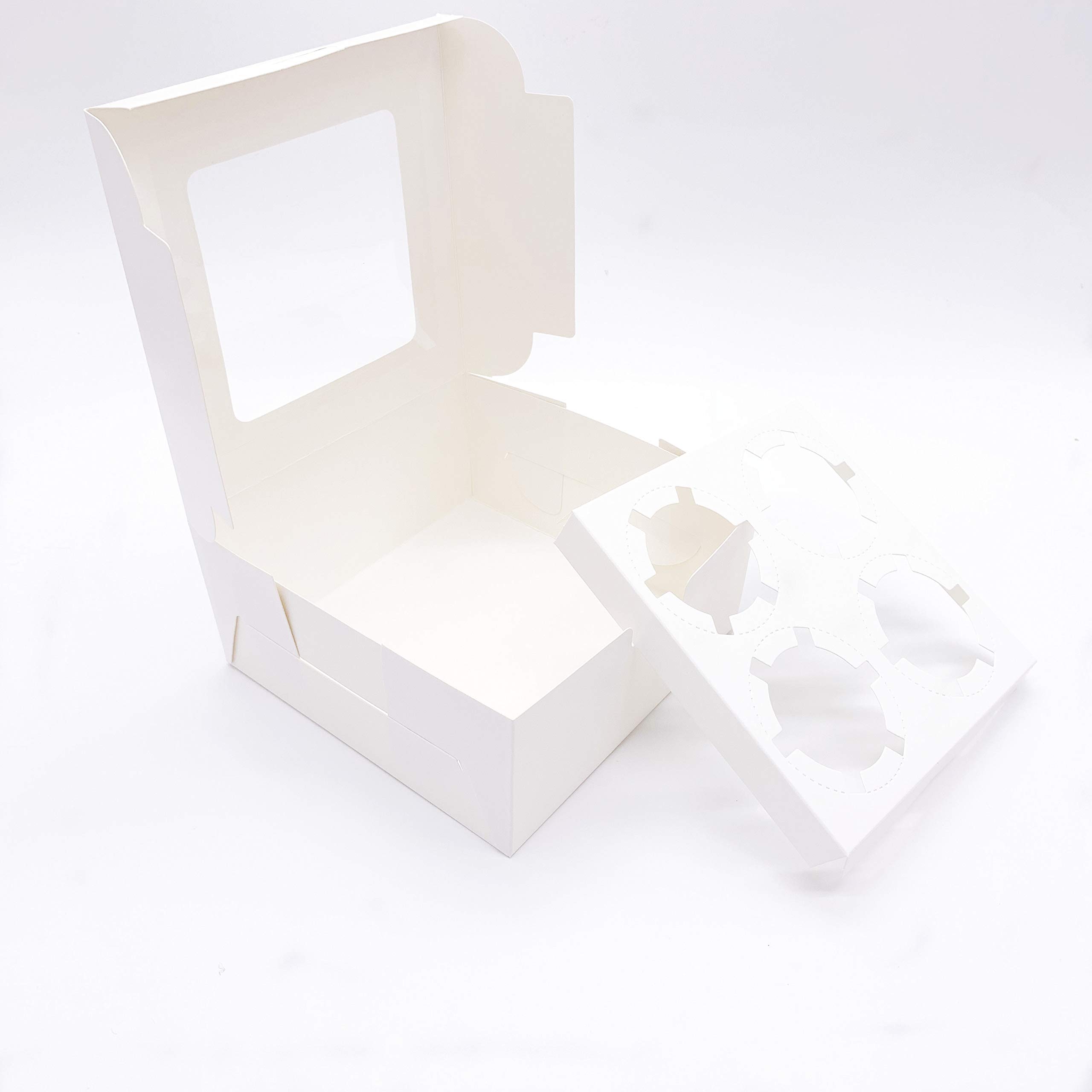 Cake Boxes with Window 6.2” x 6.2” x2.9” Inch White Bakery Boxes, Disposable Cake Containers, Dessert Boxes,Egg tart box （12 pack）