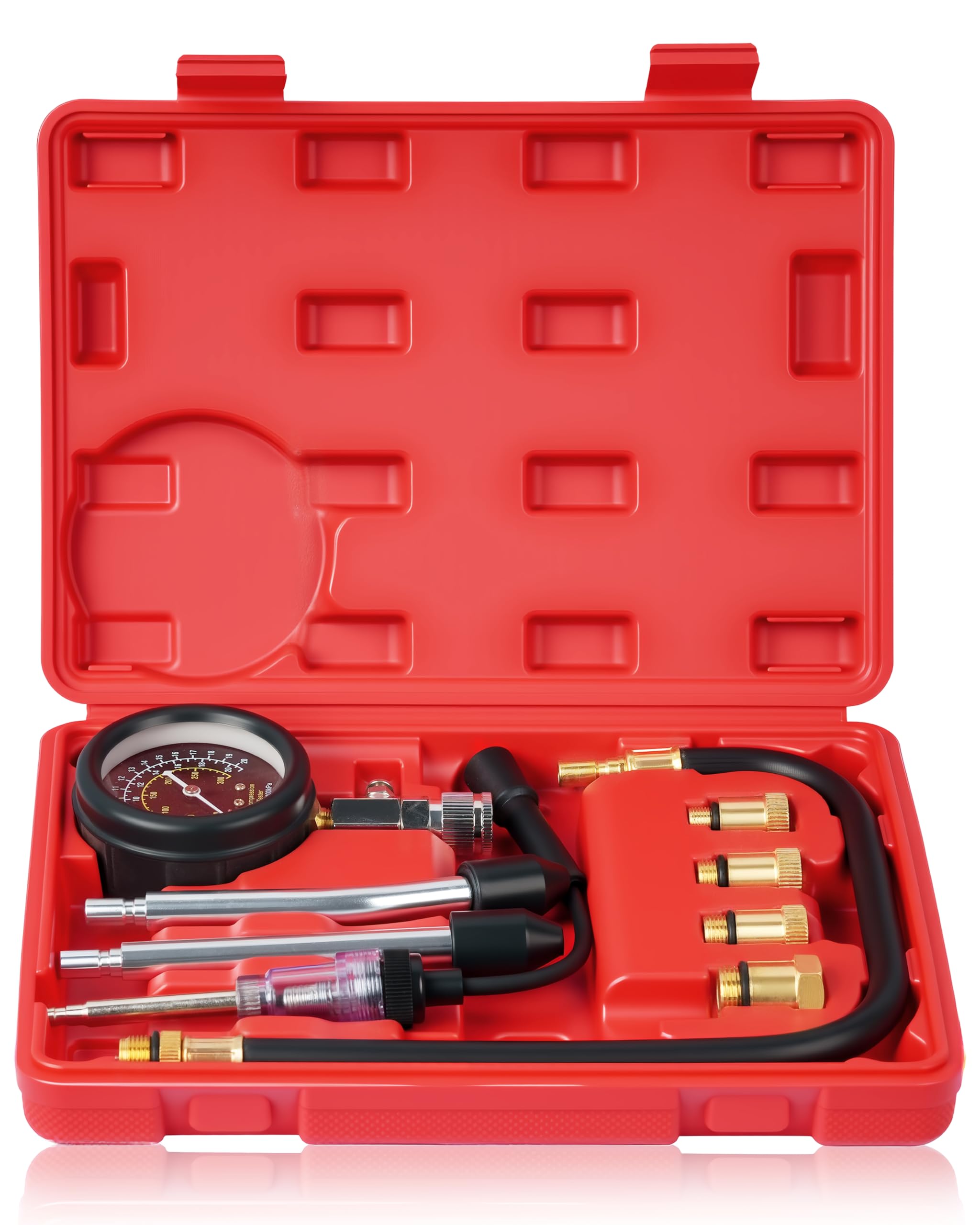 DAYUAN Set di 9 tester di compressione, tester di compressione, per controllare la compressione del motore, misurare, per auto, M10, M12, M14, M18, 0-20 bar e 0-300 psi