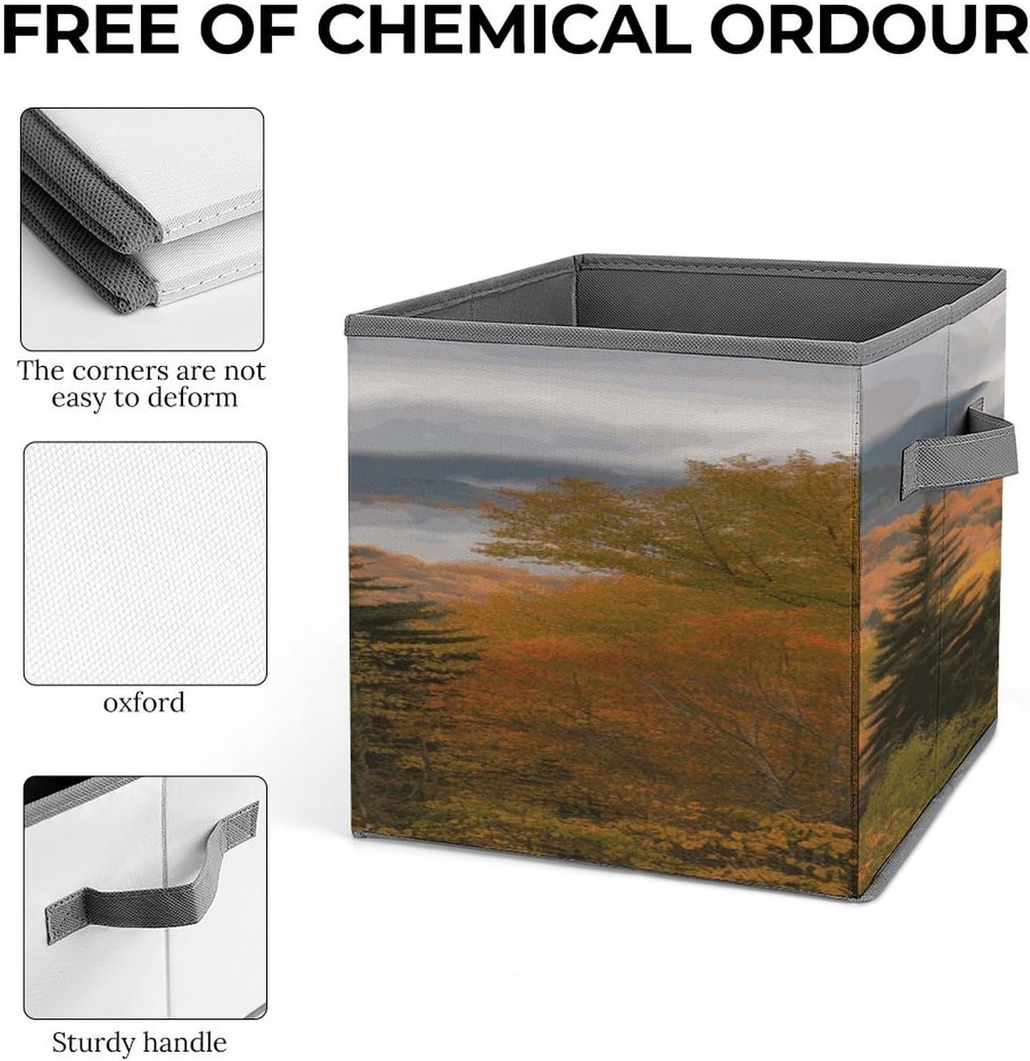 Autumn Foliage Mountains Fabric Bins Storage Basket Square Baskets | Storage Bin with Double Handles,Cube Collapsible Organizers for Organization,Closet,Shelves,Offices