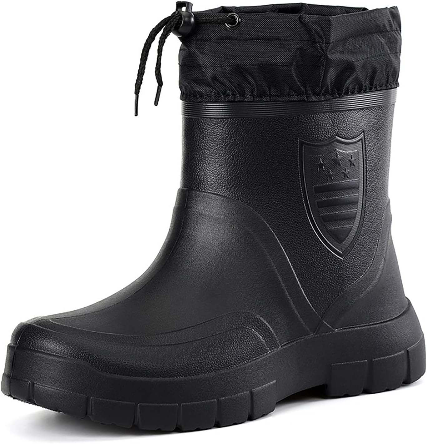 CLSQLXYJZC Rubber Work Boot for Men, Outdoor Plush Warm Adjustable Windproof Waterproof Cloth Mouth Men's Anti-skid Fishing Boots, for Farming Gardening Hunting Boots
