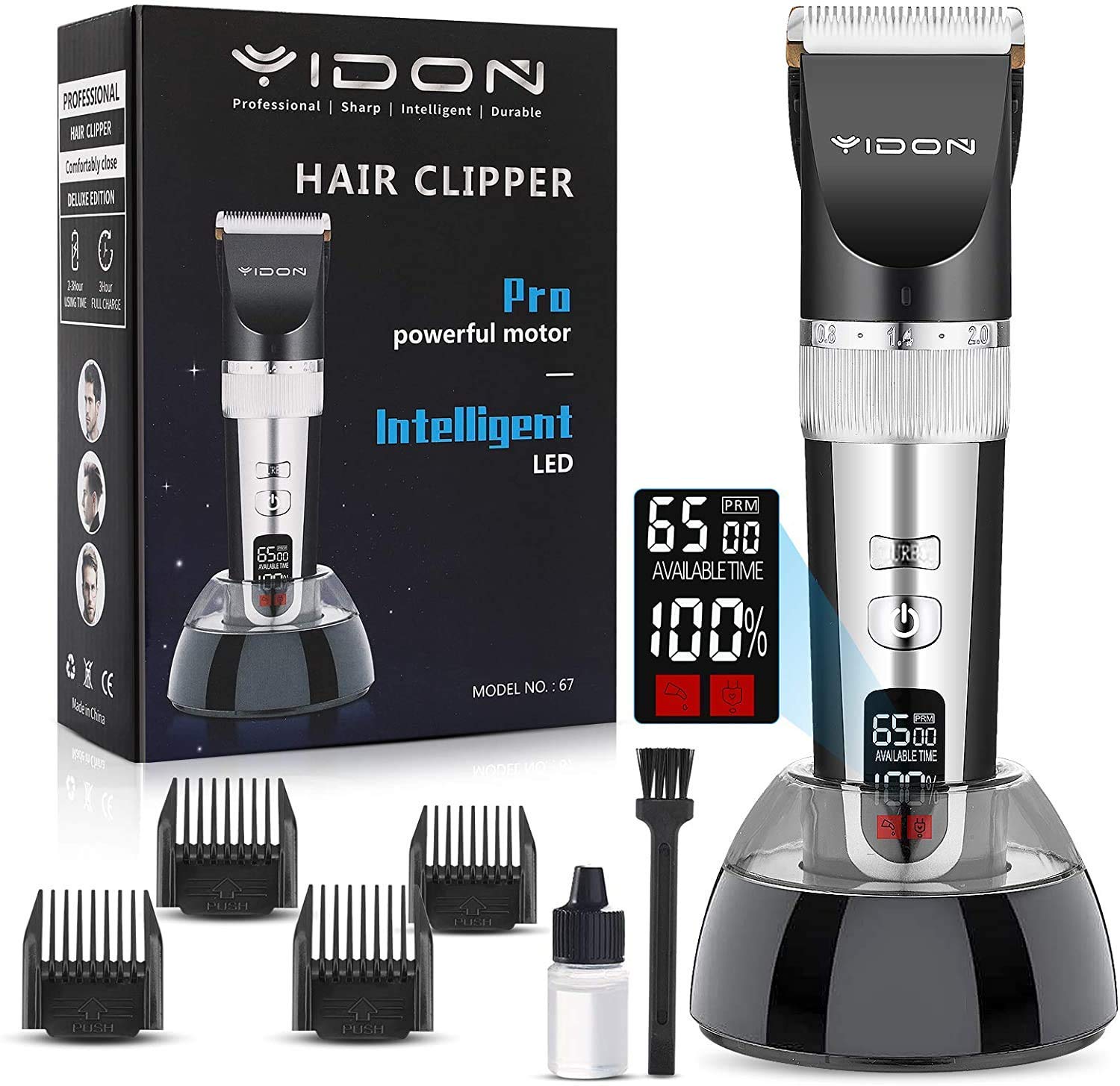 Haarschneidemaschine Profi,Herren Leiser Haarschneider Friseur Präzisionstrimmer,LED Display 4-Gang Einstellbar,Elektrischer Wiederaufladbare Akku-Haartrimmer Set Machtbasis für Kinder und Familien