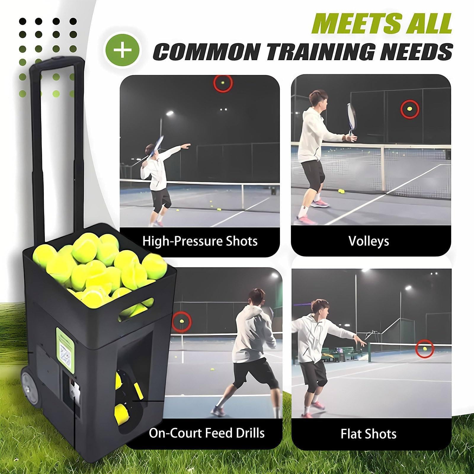 Macchina lanciapalle da Tennis con Programmazione Intelligente avanzata - Alta capacità con App/Telecomando, velocità di Servizio Regolabile e Allenamento all'aperto per Principianti