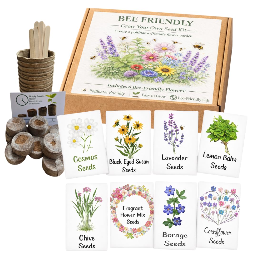 Bee Friendly Seed Kit – Grow Flowers That Attract Bees & Pollinators | Easy to Grow Wildflower Seeds for Gardens & Pots | Eco Gardening Gift