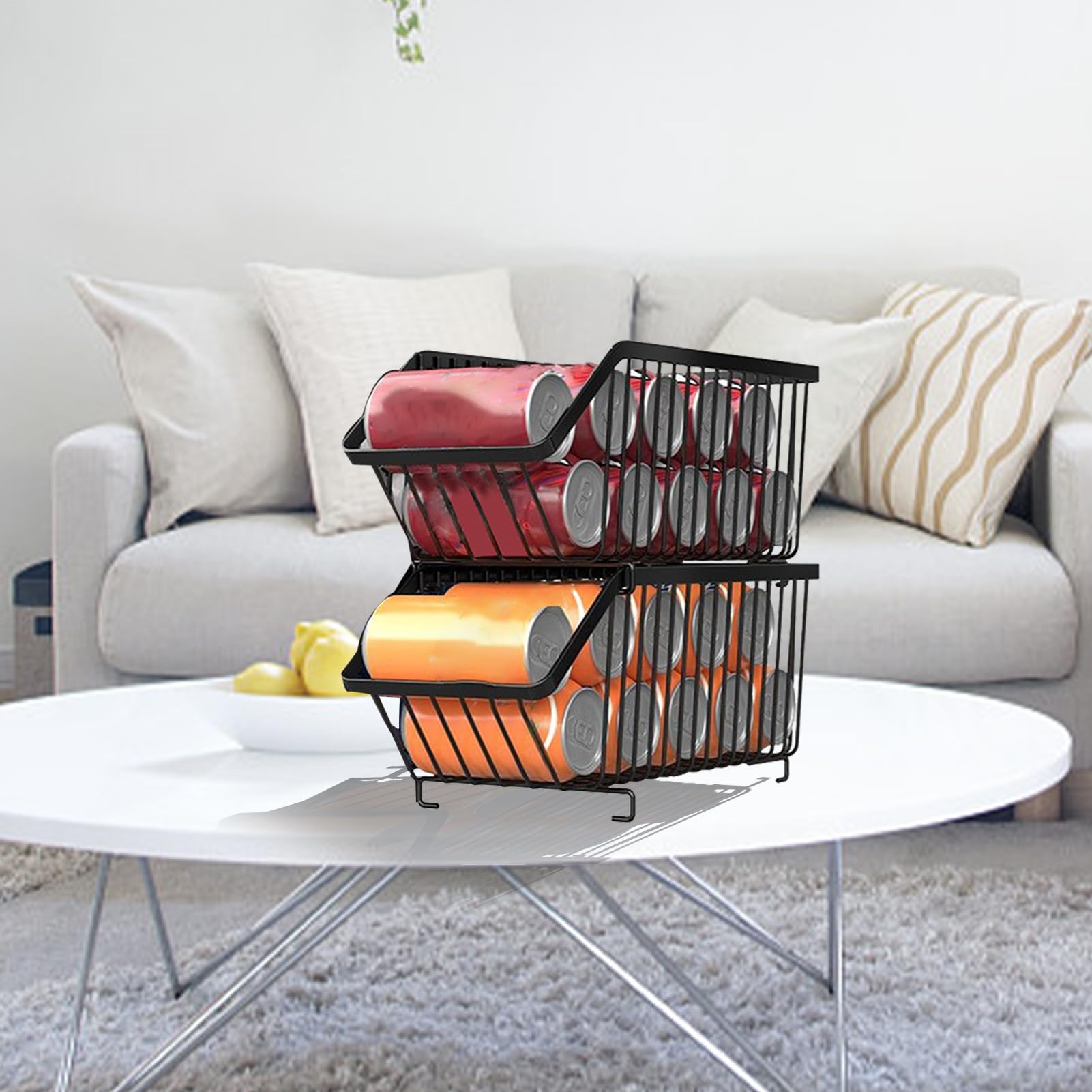Soporte para latas: dispensador de almacenamiento de latas, cocina, organizador apilable, soporte de alimentos enlatados, estante de almacenamiento que ahorra espacio para nevera, cocina, artículos