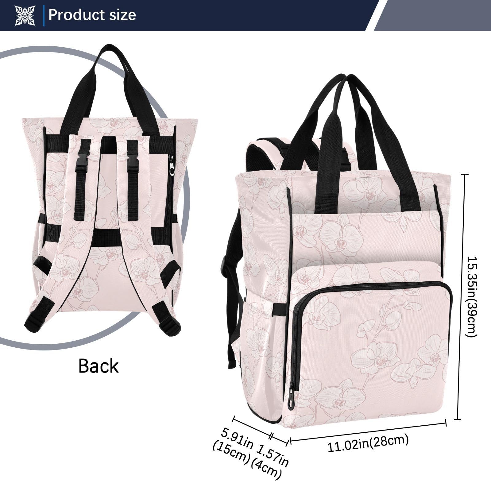 Baby Essentials - Borsa per pannolini, motivo: orchidea