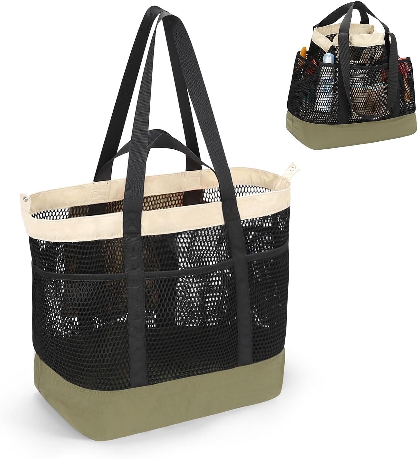 onemoky Mesh Beach Bag, Extra Large Beach Bags for Women, Lightweight Foldable Sandproof Tote Bag for Family & Vacation - Image 8