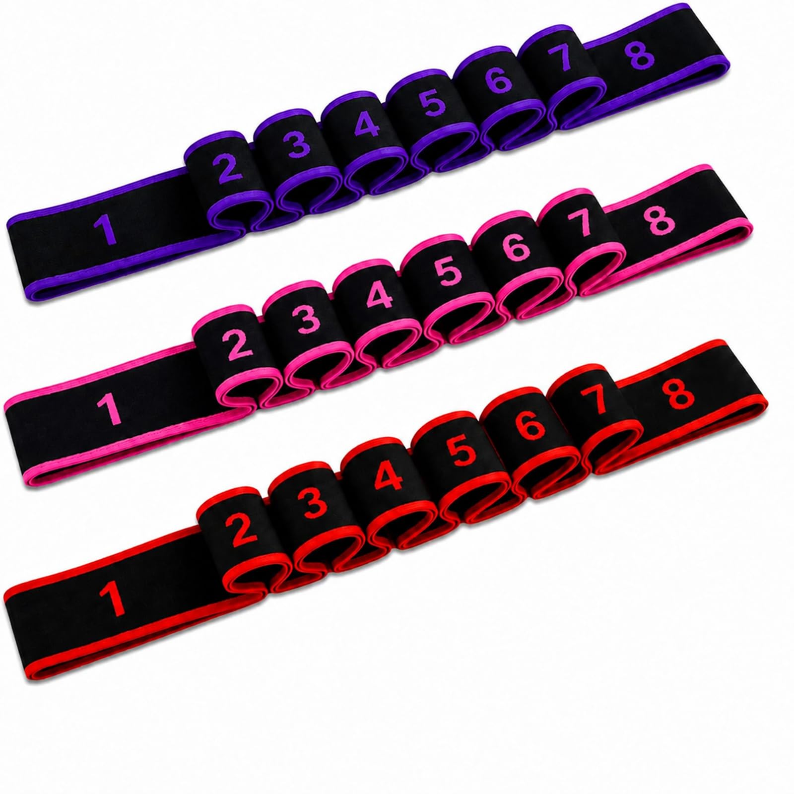 Stretch Bands, Adjustable Exercise Band with Numbered Loops, 3 Pcs