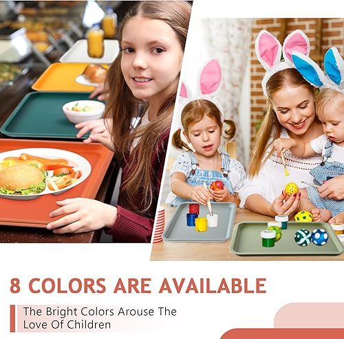 Miniatura 6 de 18 bandejas de plástico de comida rápida a granel coloridas para restaurantes que sirven cafeterías, parrillas, bandejas de almuerzo escolar,