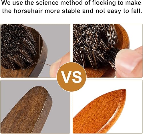 Miniatura 3 de Kit de cepillo de zapatos de pelo de caballo Unekez de 4 piezas, cepillo de pulido de zapatos, cepillos de limpieza de zapatos de cuero y botas de