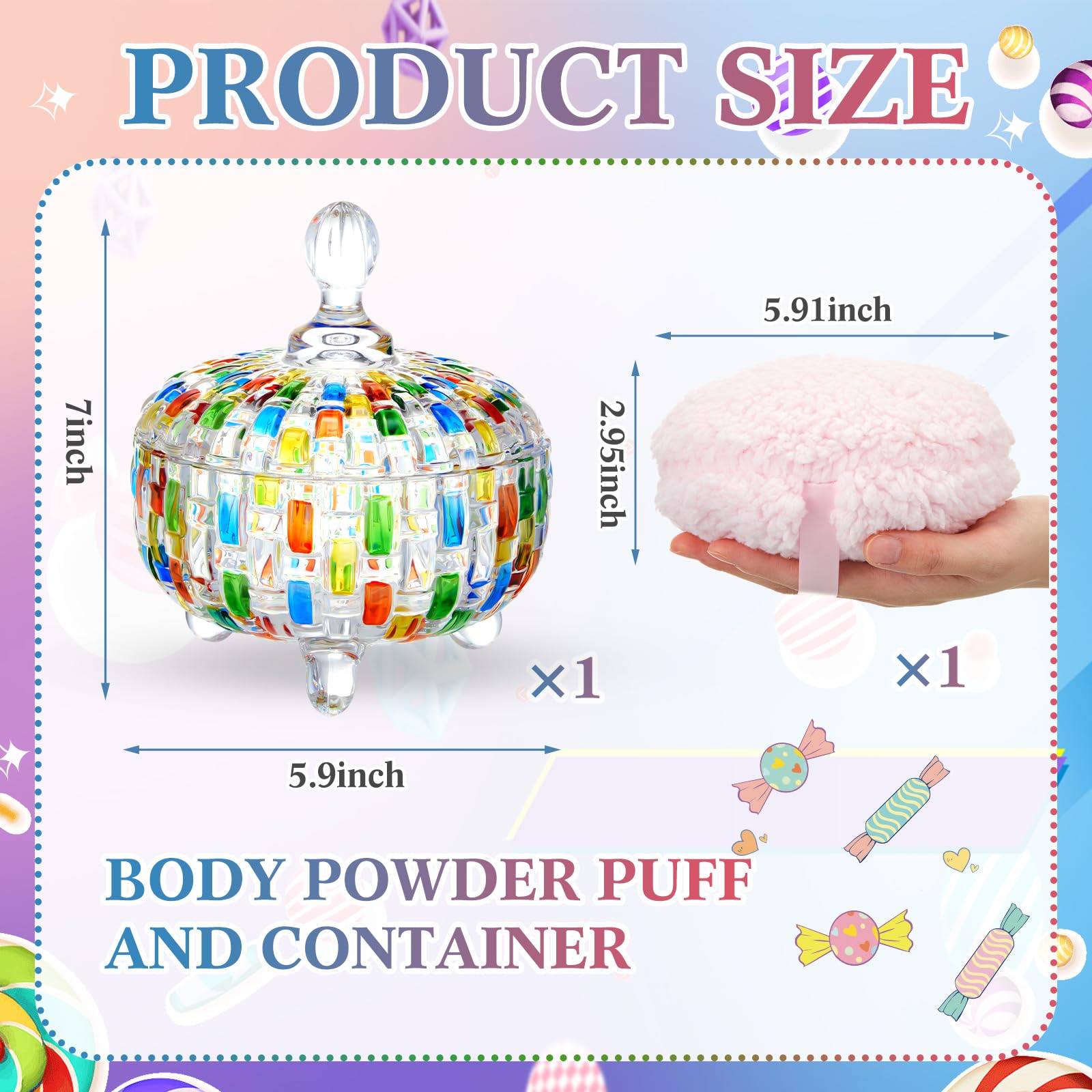 Tioncy 2 spugnette extra large per cipria, contenitore per cipria e contenitore per cipria da donna, contenitore per cipria con spugnetta da 15,2 cm, contenitore in cristallo, morbido, lavabile,