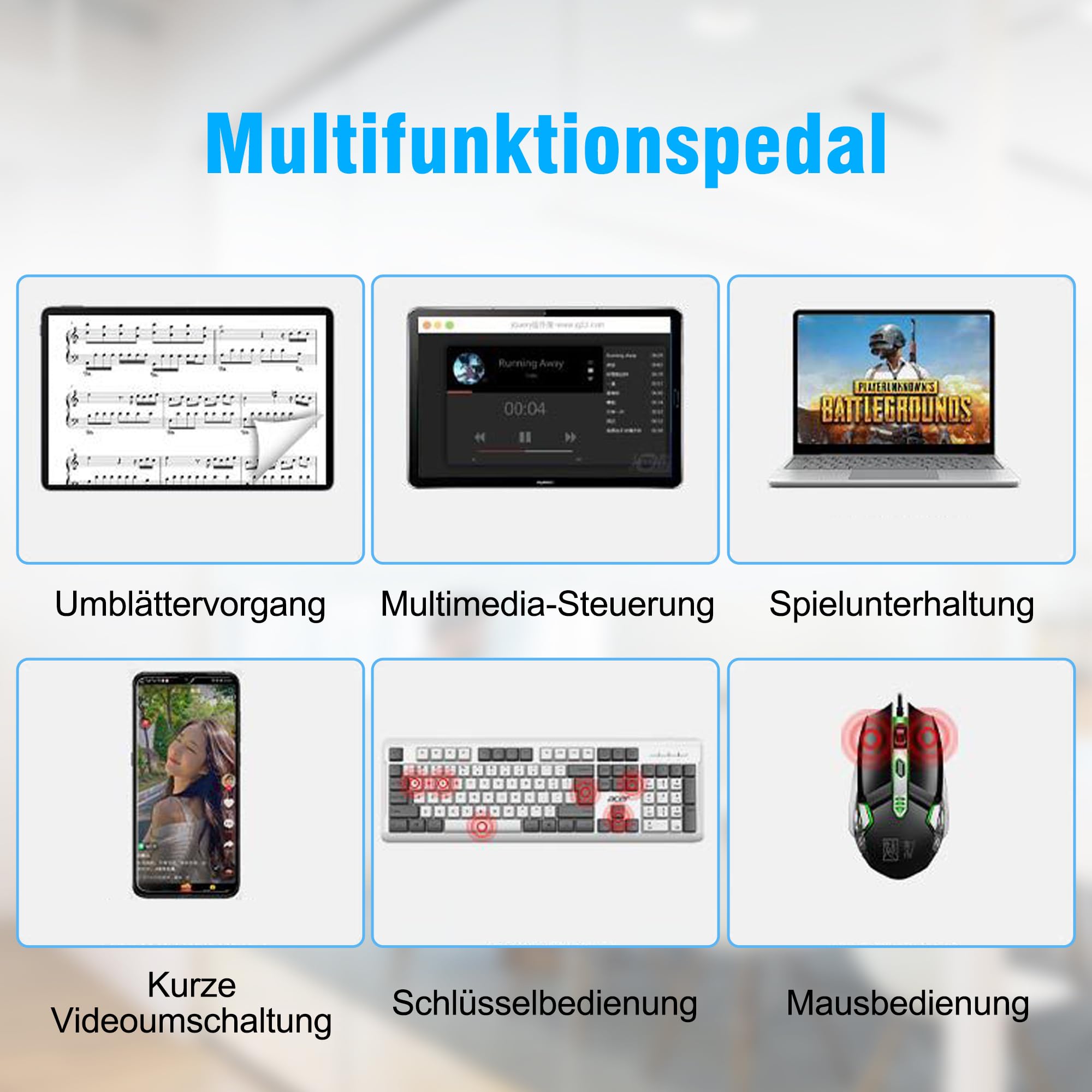 Bluetooth Page Turning Pedal: Bluetooth Foot Switch - Rechargeable Music Reading Controller for Tablets Smartphones - Image 4
