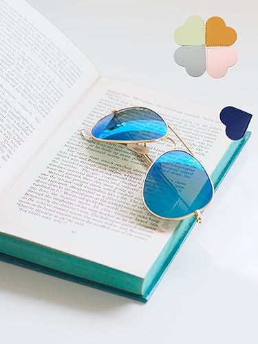 Miniatura 6 de Marcapáginas de cuero con forma de corazón, 7 unidades, marcas de esquina para lectura, libro de lectura, regalo de Navidad para amantes de los