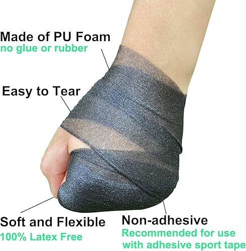 Vista 30 de Cinta deportiva preenvuelta, 3 rollos x 22 yardas, color rosa, para cabello, envoltura deportiva de espuma Cinta atlética pre envoltura rosa