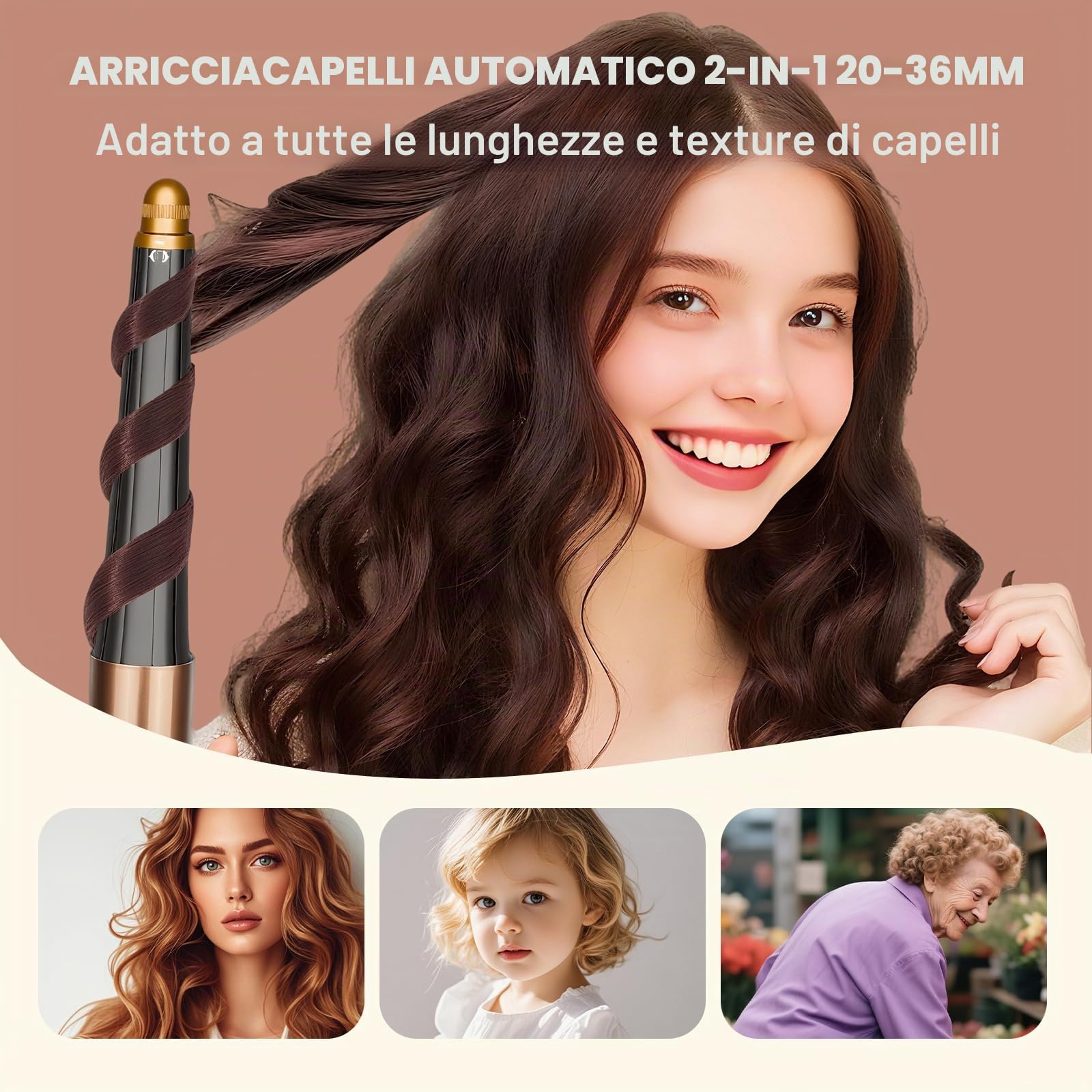 Accessorio Riccioli Conici per Dyson Airwrap, 20-36 mm, Dorata | Compatibile con HS01/HS05/HS08, Ferro Conico Capelli