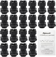 Vista 26 de MAKERELE Kit de prensaestopas NPT impermeable ajustable nailon 1/4" 3/8" 1/2" 3/4" cable de alivio de tensión de plástico conectores 38 piezas negro