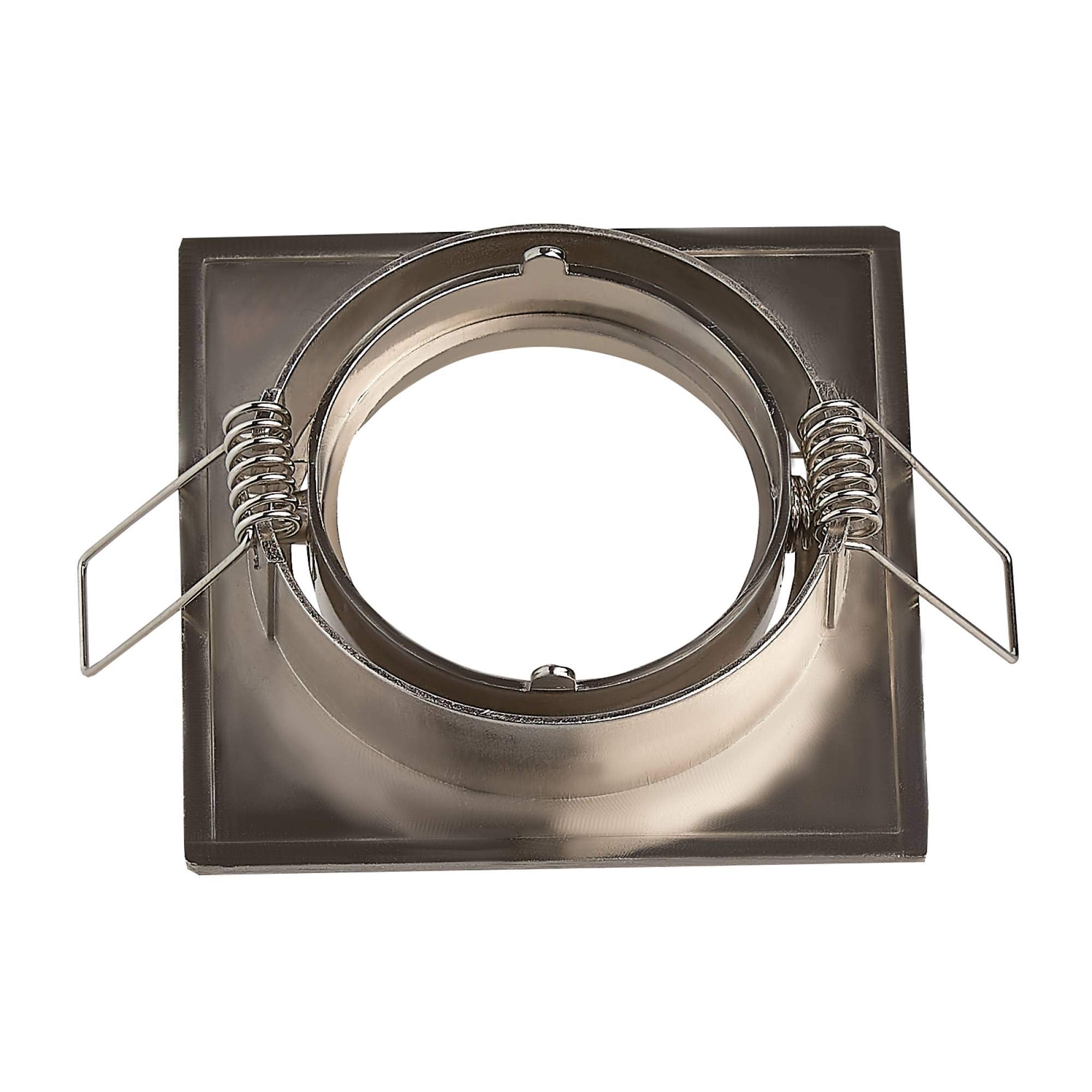 Juego de 6 focos LED empotrables plateados, rectangulares, 5 W, blanco cálido, 230 V, plano, empotrable, orientable y regulable, orificio de perforación de 75 mm