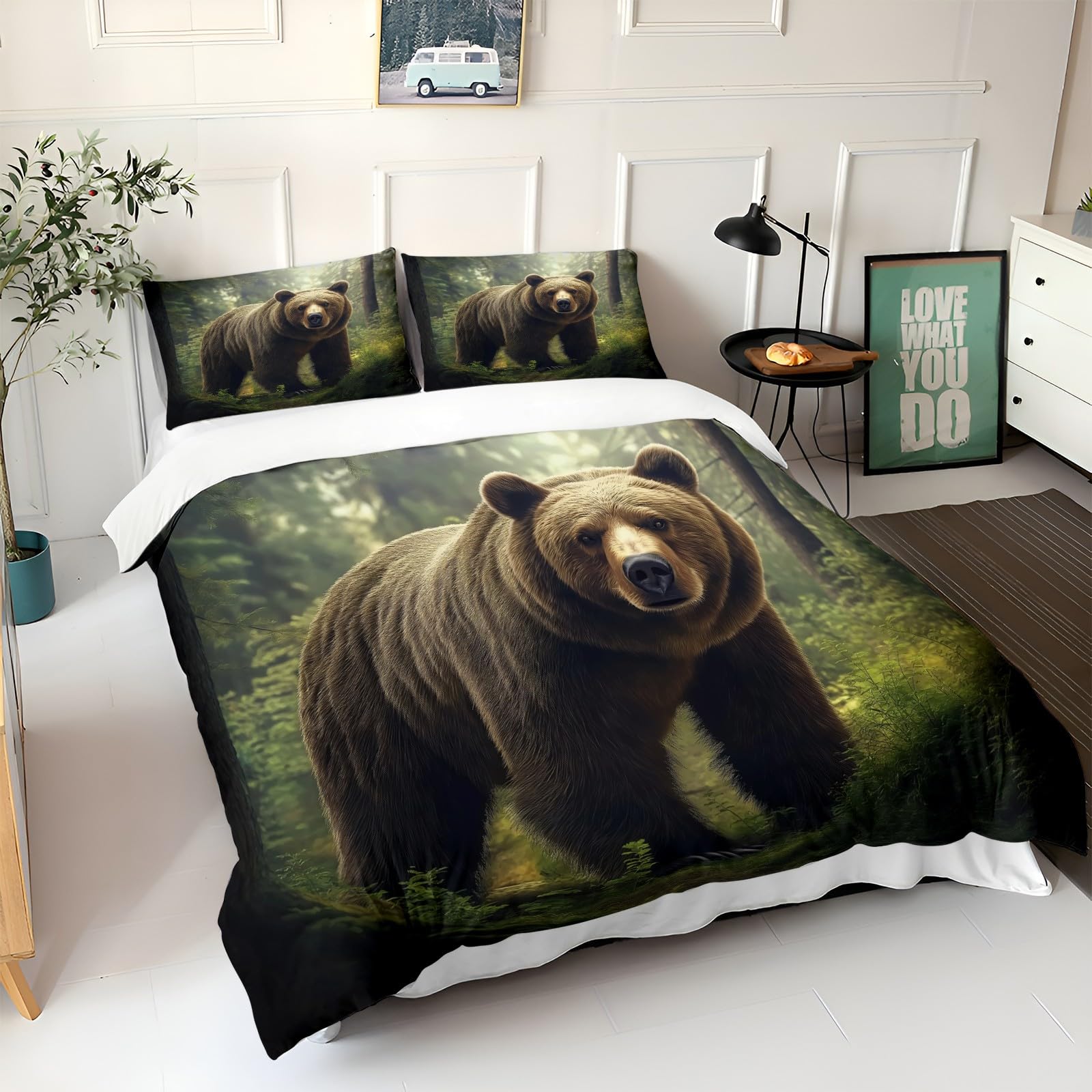 Generisch Komplet pościeli z mikrofibry, 220 x 240 cm, z zamkiem błyskawicznym i 2 poszewkami na poduszkę 80 x 80 cm, puszysta, miękka, ciepła poszwa na kołdrę