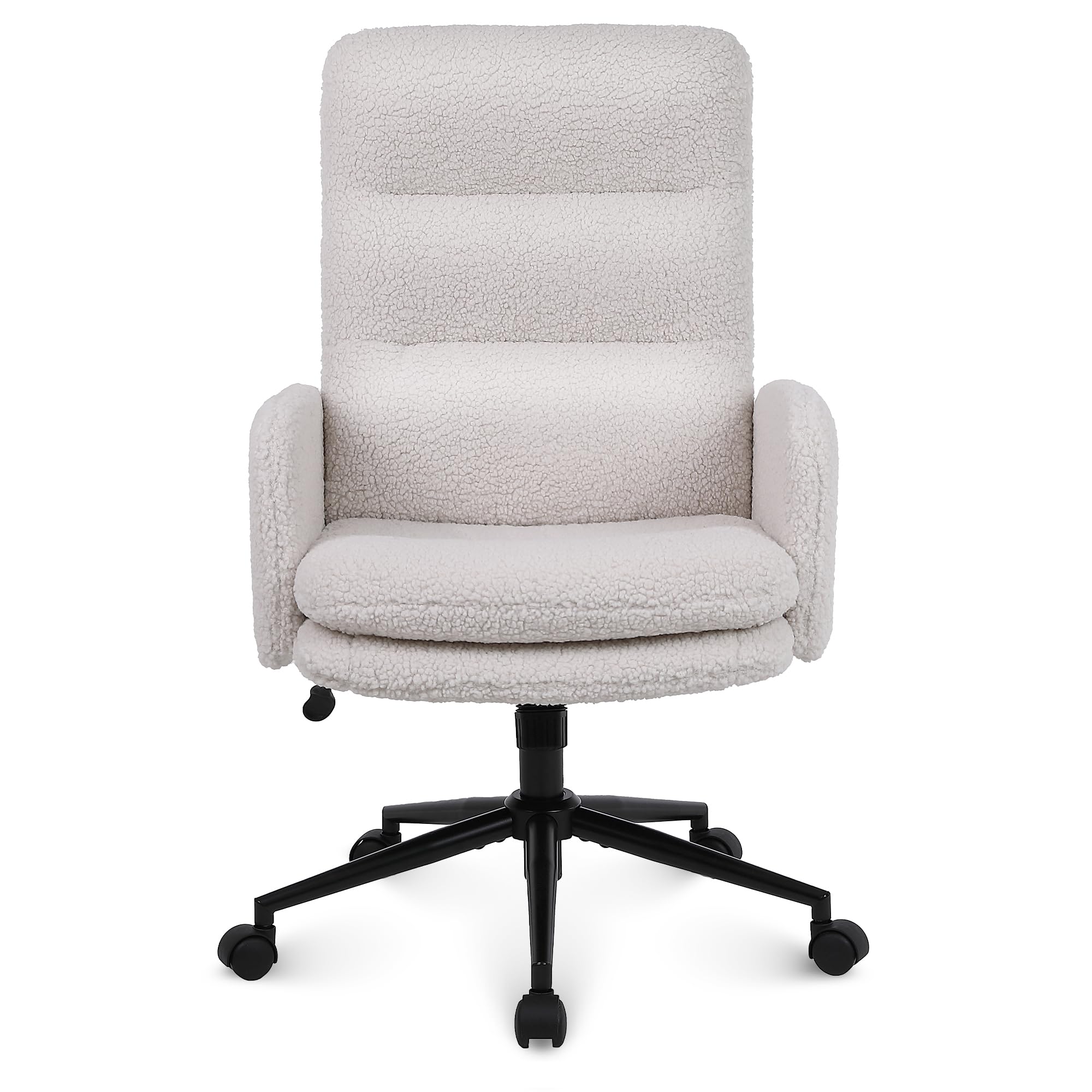 Youhauchair Schreibtischstuhl aus Kaschmir, Bürostuhl Ergonomisch mit hoher Rückenlehne, Bequemer Schminktisch Stuhl, Drehstuhl Schreibtisch Stuhl mit Verstellbarer Höhe, Creme