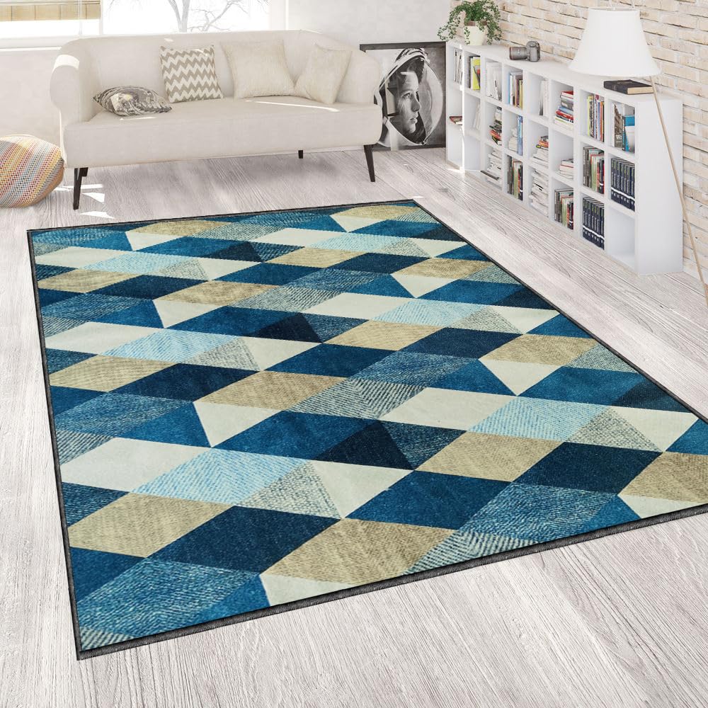BSB HOME 3 x 5 Feet 3D Jet Multi Printed 3D Jet Vintage Persian Carpet/Rug/Runner and Carpets for Bedroom/Living Area/Home and Offices with Anti Slip Backing (3ft x 5 ft)
