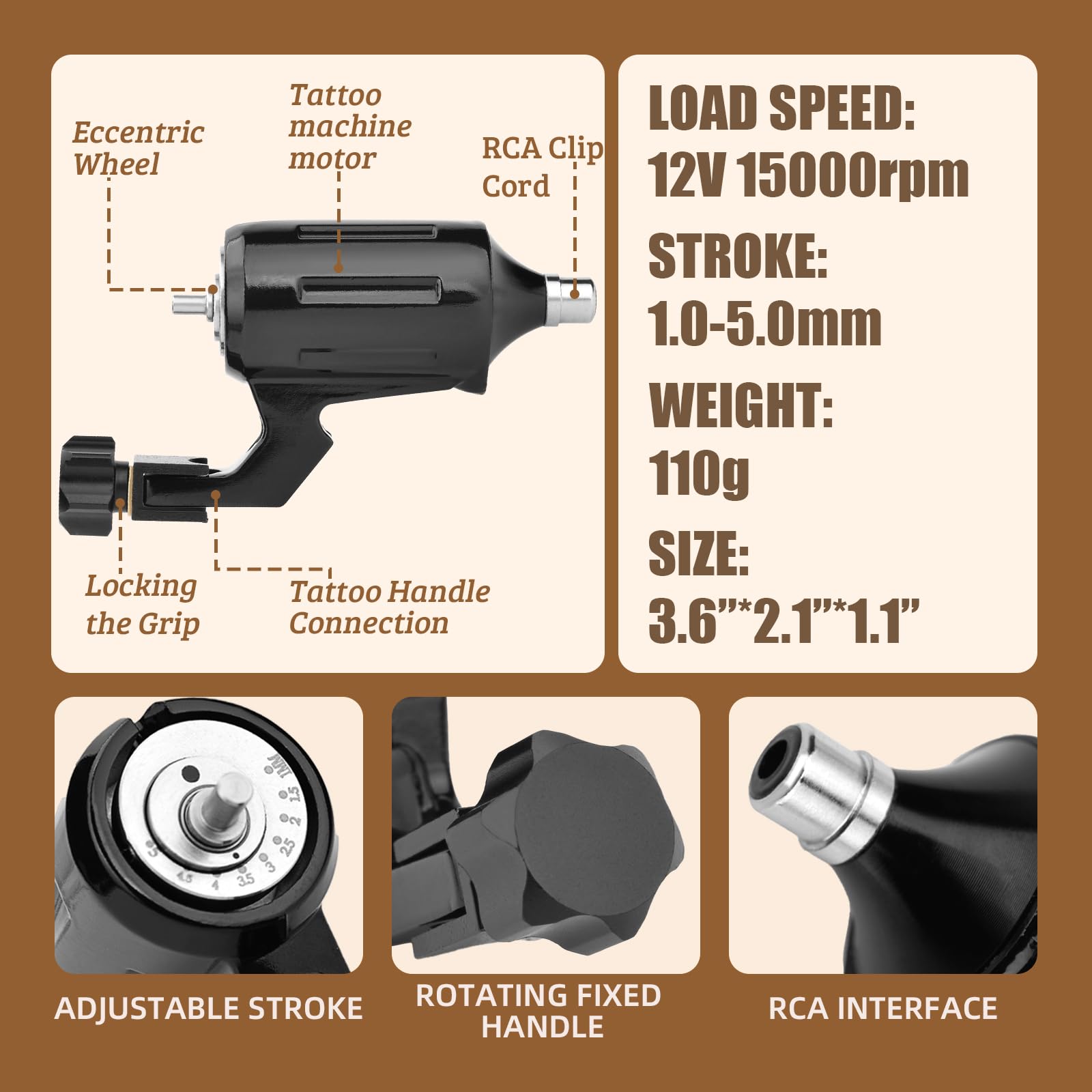 Amazon | ATOMUS ロータリー式タトゥーマシンセット 15000RPM 9段階