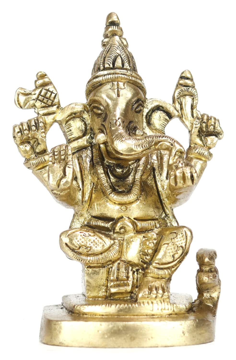 Aakrati Devyom Brass Shri Ganesha Idol for Home Statue of Lord Hindu God (Ganesh-08)