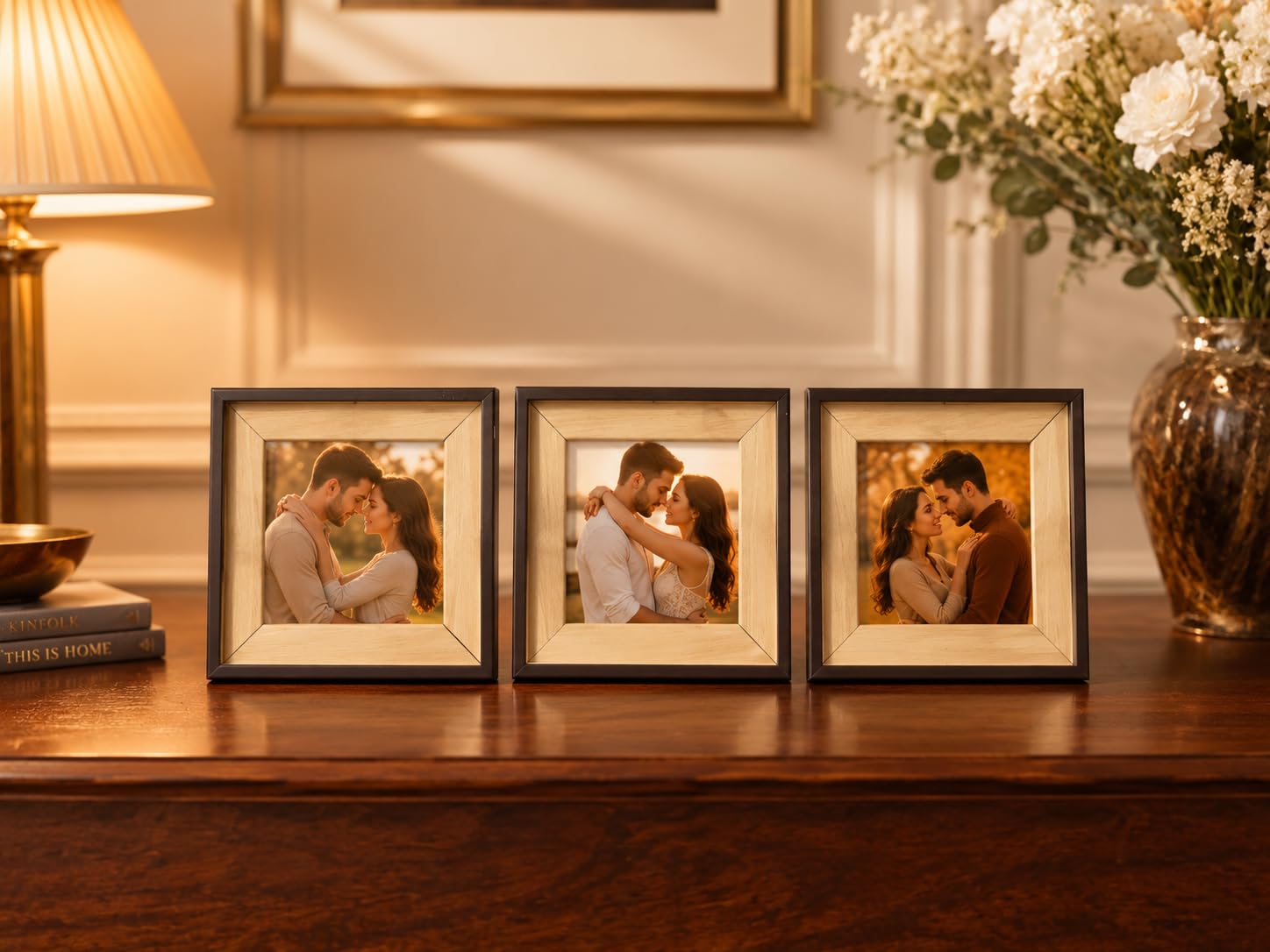 Square Photo Frames - Set of 3 Brown -9