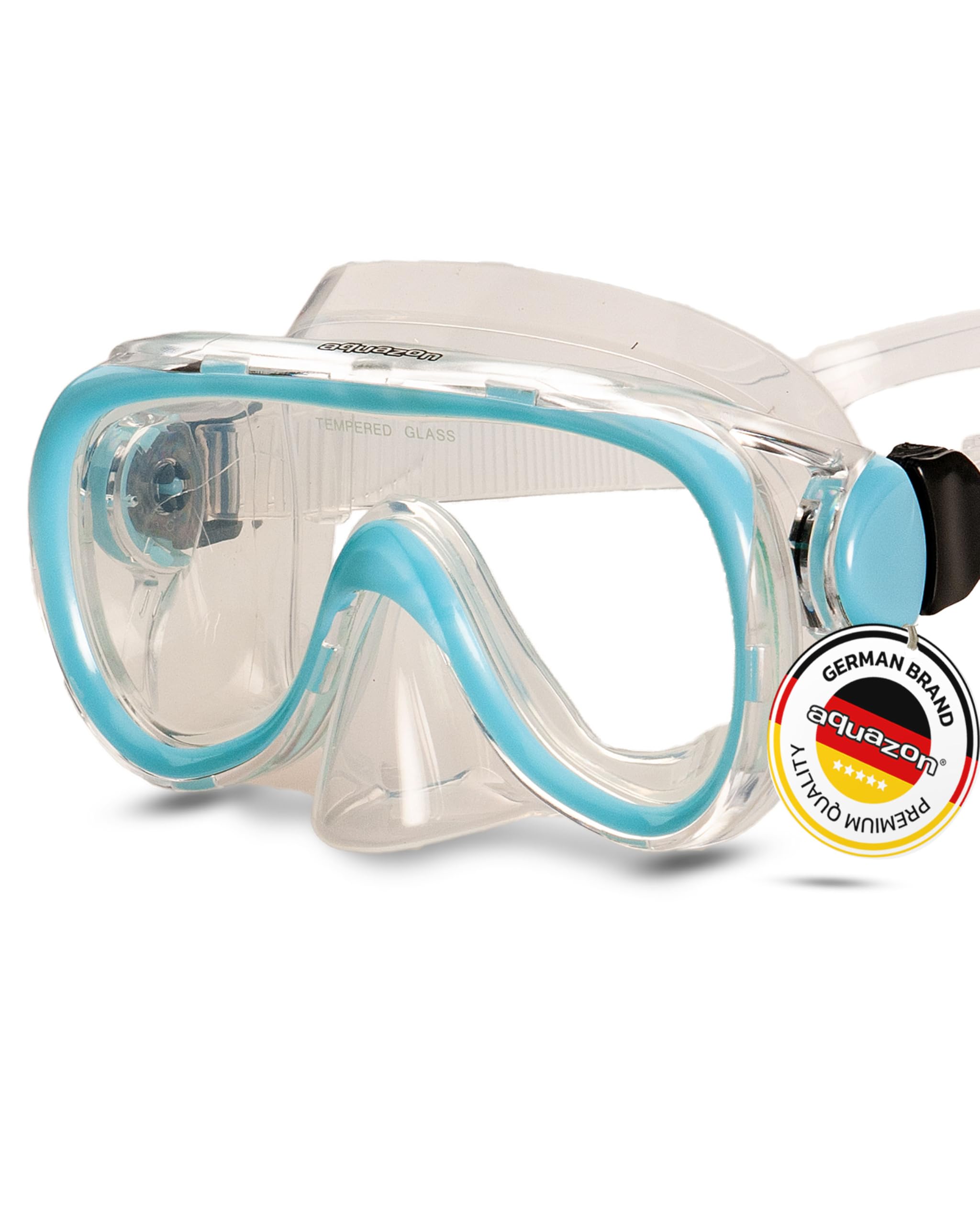 AQUAZON Dolphin Junior Medium Gafas de Snorkel, Gafas de Buceo, Gafas de natación, máscara de Buceo para niños, Adolescentes de 7-12 años, Cristal Templado, Muy Robusto, Gran Ajuste