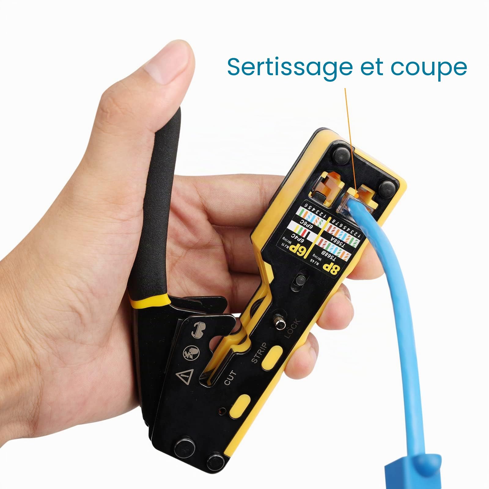 Solsop Kit d'outils à sertir pour RJ45 Pass Through et câbles Ethernet Cat5/Cat5e/Cat6